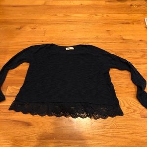 Knit Long Sleeved Tee with Lace